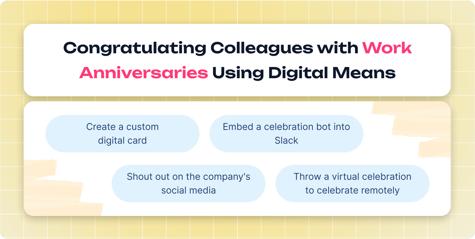 Congratulate colleagues with work anniversaries using digital means