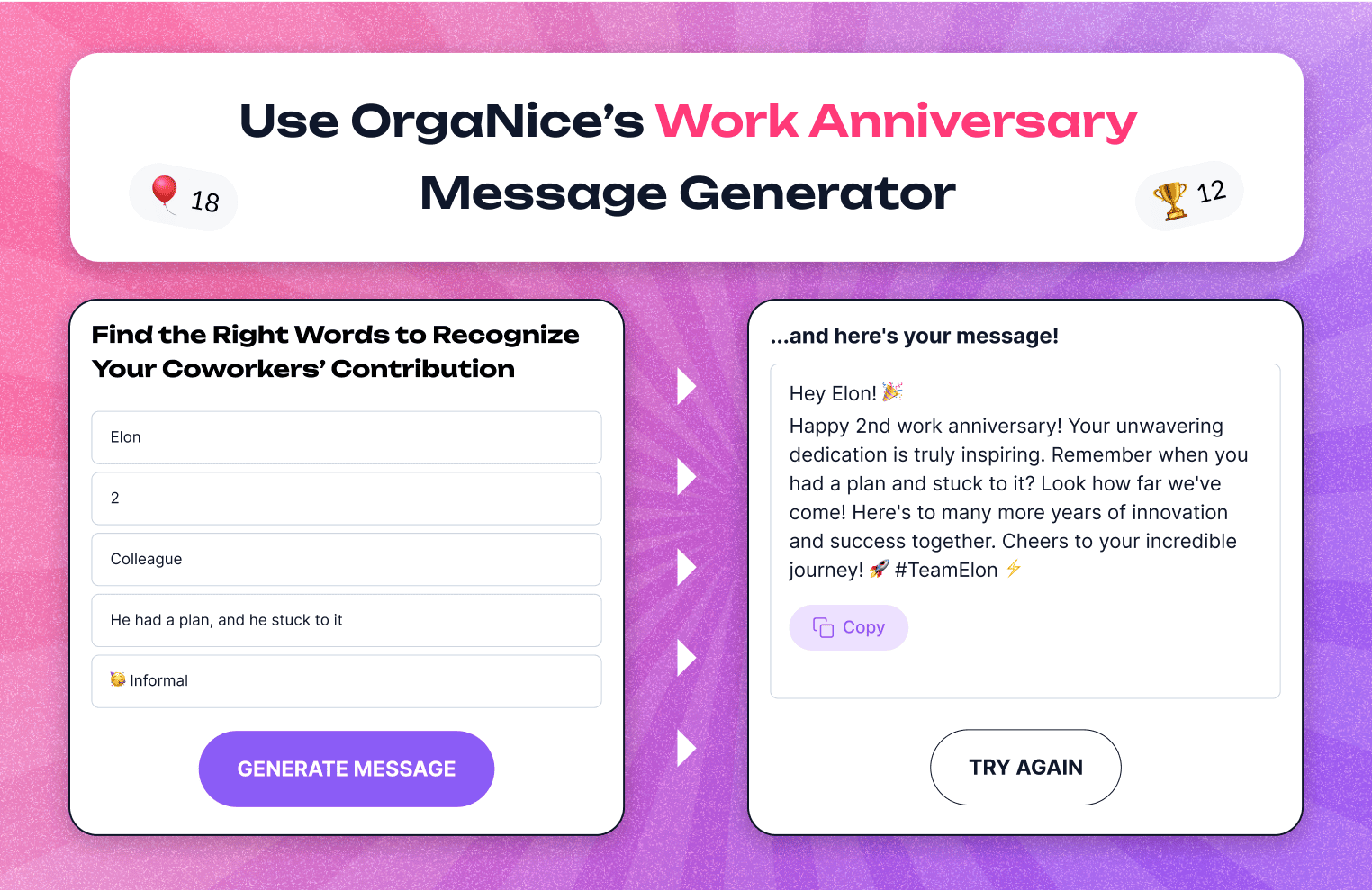 Work Anniversary Message Generator