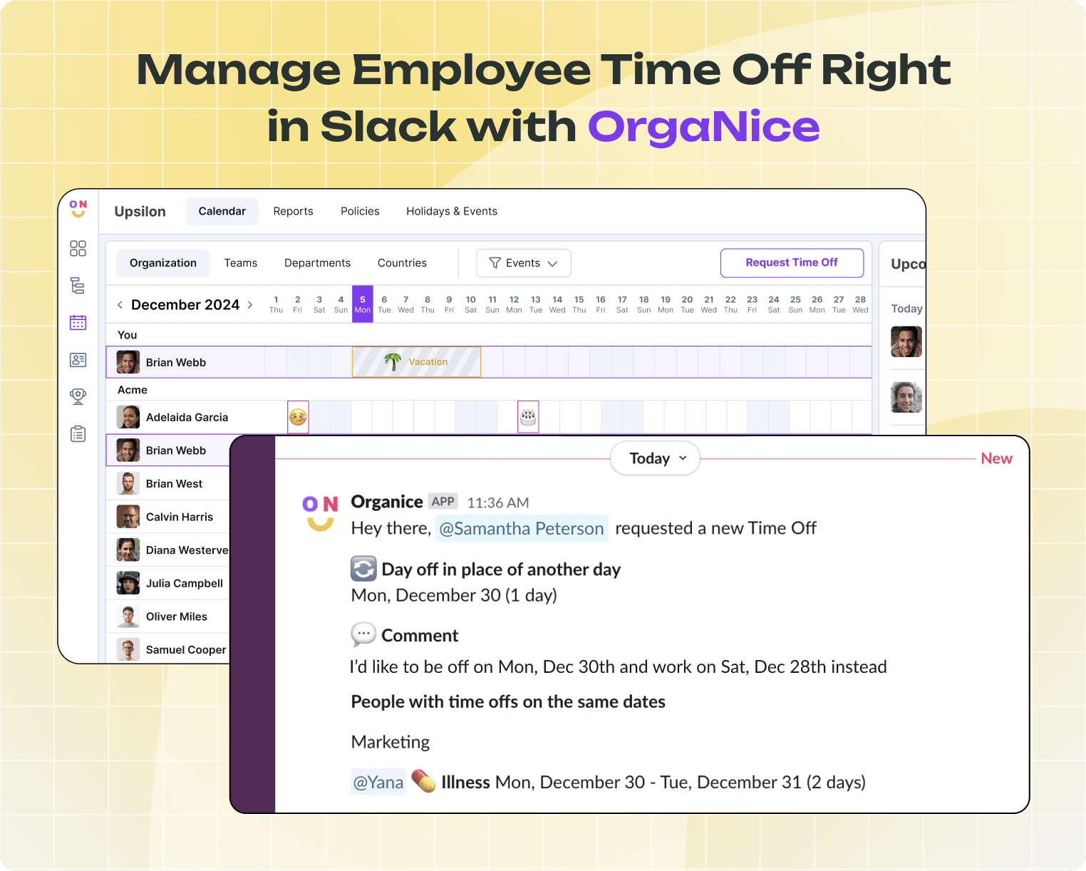 Leave Management Tool for Slack Organice