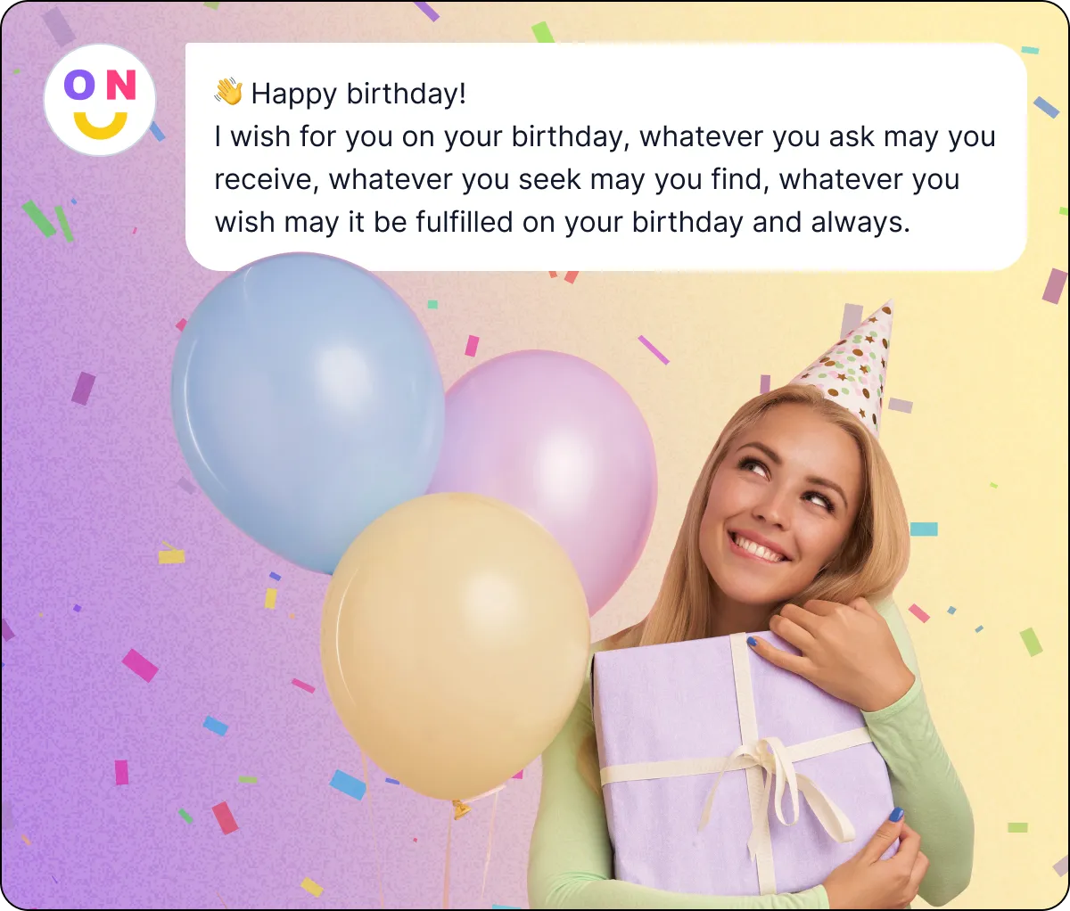 Birthday message example